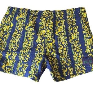 90s Vintage Size Large Blue and Yellow Swim Trunks Bold